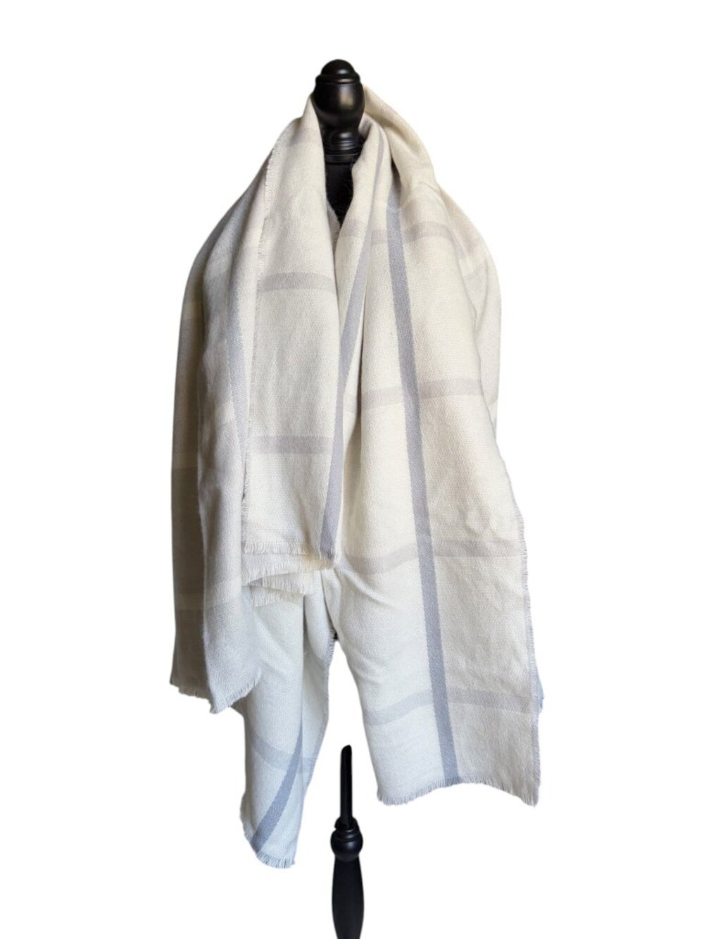 NWT Caroll Paris Women's Wool Blend Blanket Scarf (Cream / Grey).